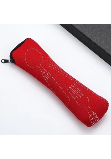 Turuncu Çatal Bıçak Takımı Saklama Çantası Sofra Bezi Fermuar Depolama Tasarımı Taşınabilir Yıkanabilir Çanta Çatal İçin Kese