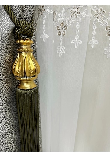 Nivemeshome Yeşil Saçaklı Gold Aparat Tavan Toplama Braçol Altın