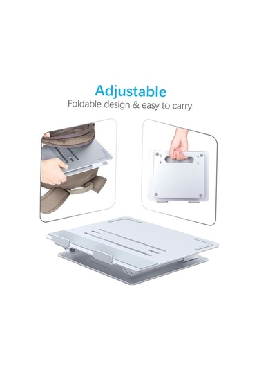 Pazly Dizüstü Bilgisayar Standı, Ergonomik Alüminyum, Isı Yönlendirici, 11-17 İnç Uyumlu