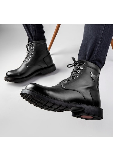 Glaz Hakiki Deri Erkek Bağcıklı Postal Bot, Harley Bot