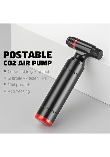 Xiyyadms Bisiklet Co2 Şişeme Aleti - Presta/schrader Valfler İçin Hızlı Şişirme, Basınç Göstergeli, Portatif Alüminyum Siyah, Gaz Şişesi Yok