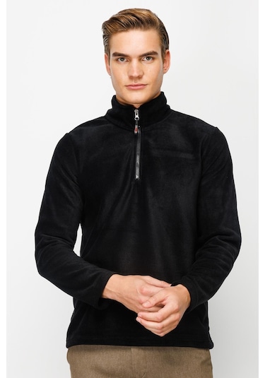 İgs Standart Yarım Fermuar Erkek Polar Siyah