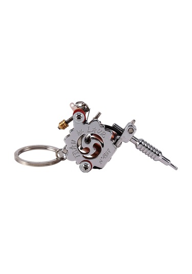 Hangfox Mini Dövme Makinesi Anahtarlık, Çelik Ve Çinko Alaşımlı, Gerçek Bobinler, Dekoratif Pendan, Taşınabilir Unisex Aksesuar