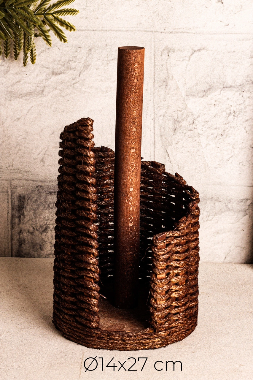 Snippy Haserya - Ahşap Kağıt Havluluk Masaüstü Rulo Kağıt Havluluk Dik Peçetelik Kahverengi