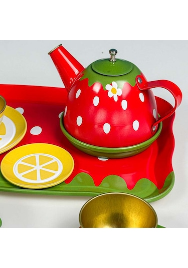 18 Parça Metal Oyuncak Çay Seti