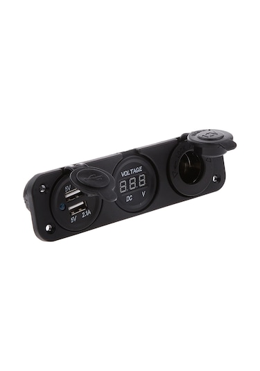 Çift USB Araç Şarj Soketi Voltmetre Çakmaklık 12V