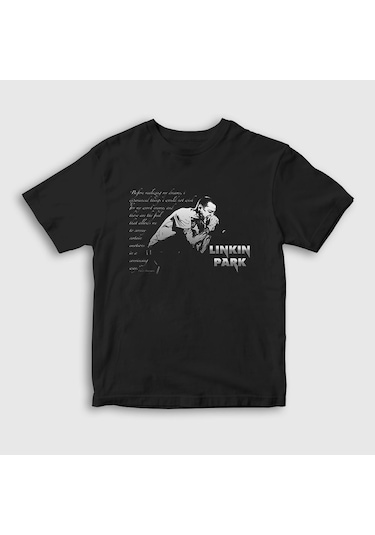 Presmono Unisex Çocuk Chester Linkin Park T-shirt Siyah