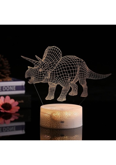 Novahub 3d Dinozor Led Gece Lambası İllüzyon Lambası Renk Değiştiren Işıklar Başucu Masası Masa Lambası Dokunmatik Ve Uzaktan Kumandalı Çocuklar İçin Ev Dekorasyonu, Renkli Dokunuşlu Diğer
