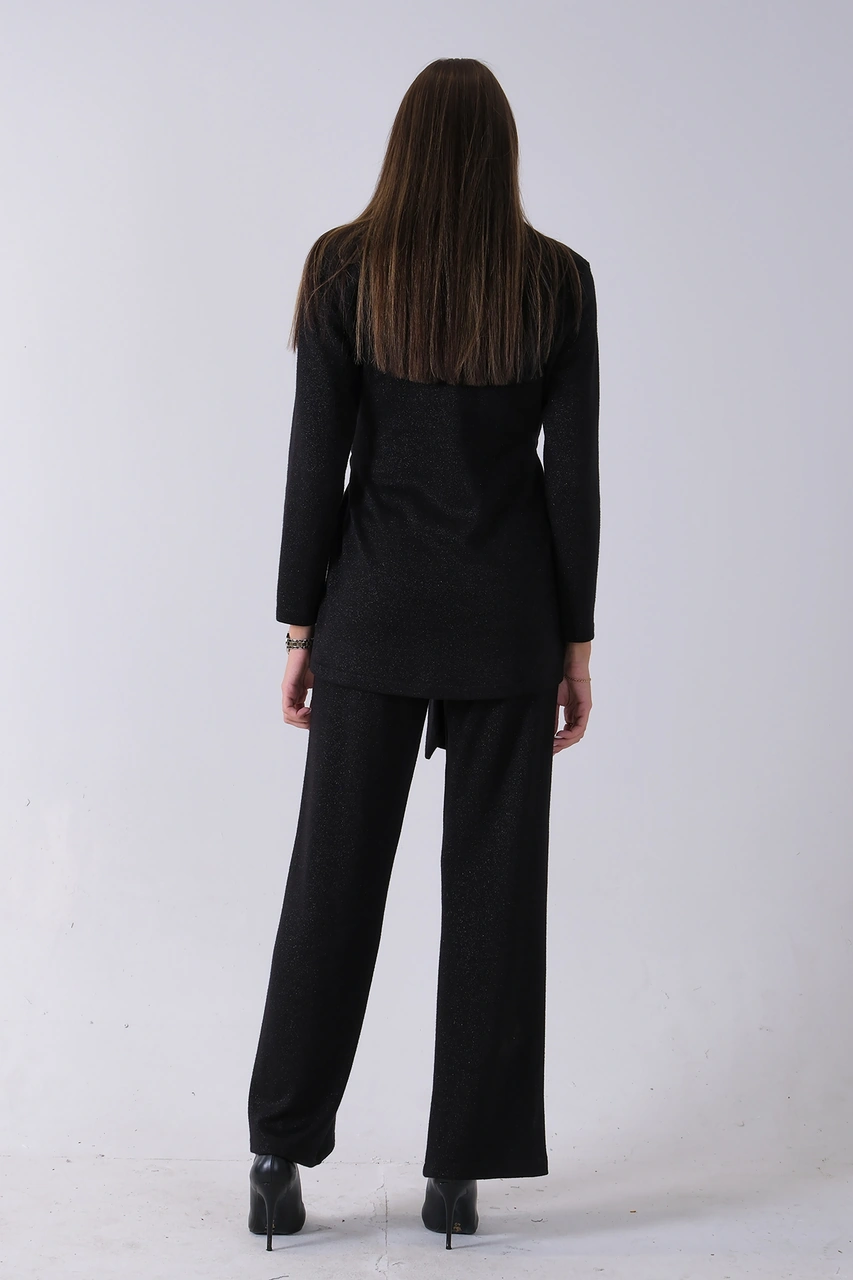 Feminist Siyah Altın Toka Detaylı Pantolonlu Takım 4577282.01 Siyah