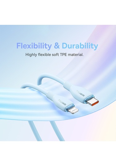 Baseus Pudding Serisi 20w Type-c - 8 Pin Hızlı Şarj Veri Kablosu, Uzunluk:2m