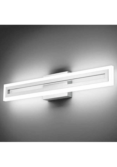Fastbuy Beyaz 24'' Led Ayna, Fırçalanmış Nikel Montaj, 6000k Duvar Montaj Banyo Lavabo Işıklı Beyaz