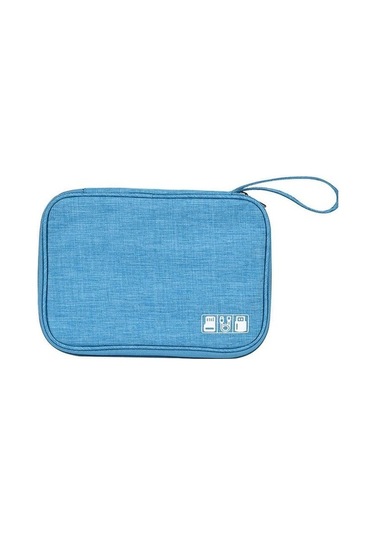 Novahub Mavi Şarj Cihazı Güç Bankası Cep Telefonu Flash Kart Usb Kablo İçin Elektronik Aksesuar Düzenleyici Taşıma Çantası MAVİ