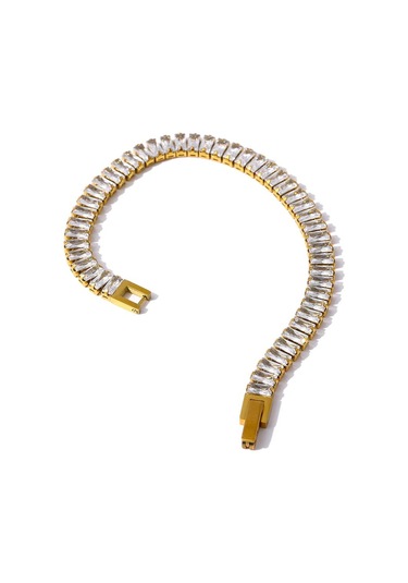 Eetit Paslanmaz Çelik Kübik Zirkonya Zincir Bileklik Kadın