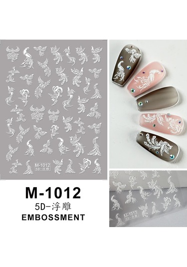 Nail Art Etiketler Çıkartmaları 5d Kabartmalı Kendinden Yapışkanlı Karikatür Çiçek Kelebek Yıldız Tırnak Çıkartmaları Gri