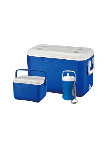 Coleman 3-piece Cooler Combo 48 Qt 45.4 Lt Bl Combo 5 Qt 3 Gal. C002 Buzluk Set Mavi Mavi - Beyaz