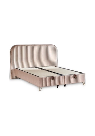 Line Visco Lüks Yatak Baza Ve Başlık Seti 180x200 Cm Çift Kişilik Yatak, Baza Ve Başlık Takımı Krem