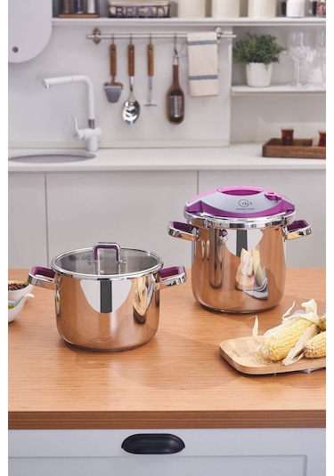 Karaca Orbit İndüksiyon Tabanlı Düdüklü Tencere Seti 6+8 Lt Violet