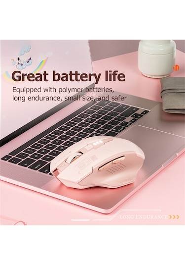 Inphıc F8 Şarj Edilebilir 2.4g Kablosuz Oyun Çalışan Kız Fare Bilgisayar Dizüstü Dilsiz Fareler
