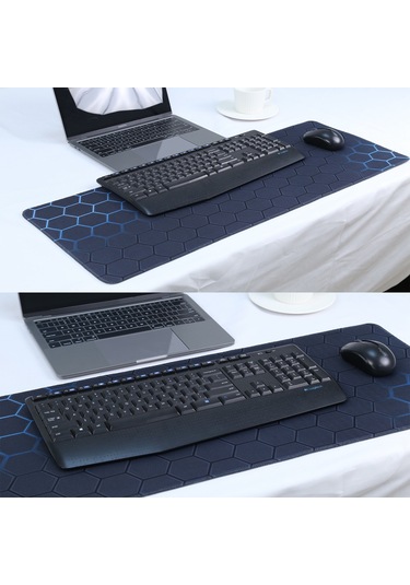 Kaymaz Kauçuk Kumaş Yüzey Oyunu Mouse Mat Klavye Pedi, Boyut: 60 X 30 X 0.2cm Mavi Petek