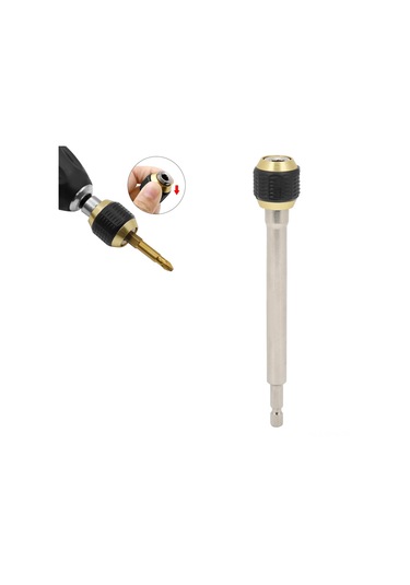 Maiyame Elektrik Matkap Uçları Hızlı Değiştirme Adaptörü, 1/4 İnç Bağlantı, Hexagonal Sap, Otomatik Kilitleme, Karbür Malzeme, 150mm Uzunluk