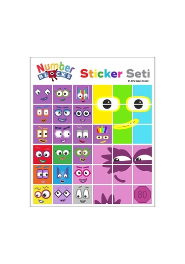 Number Blocks Matematik Eğitici Birim Küp Snapcubes /61-80 Sticker 36 Pcs