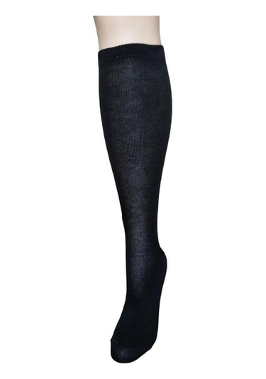 Desıgn Pamuklu Çocuk Dizaltı Okul Çorabı Siyah