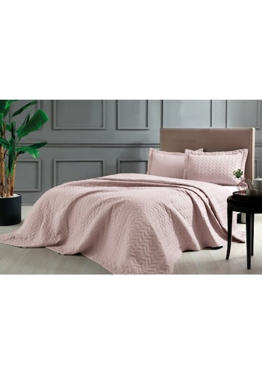 Taç Yatak Örtüsü Seti Glory Pudra Çift Kişilik Pudra