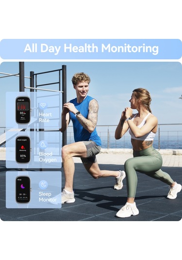 Geeroyoo JZR-GY Nabız Uyku Takipçili Ip68 Adım Kalori Sayacı Spor Aktivite Takipçisi Mavi Akıllı Saat (İthalatçı Garantili)