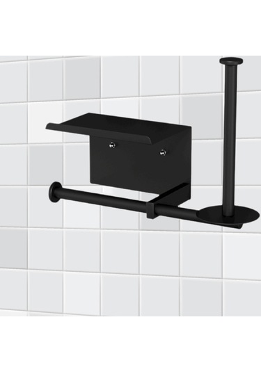Suntek Banyo Tuvalet Mutfak Için Telefon Rafı Duvara Siyah-b
