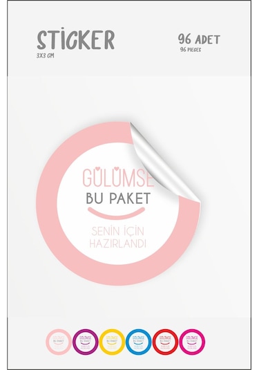 Gülümse Bu Paket Senin İçin Etiketi Paketleme Etiketi 3x3 cm 96 a