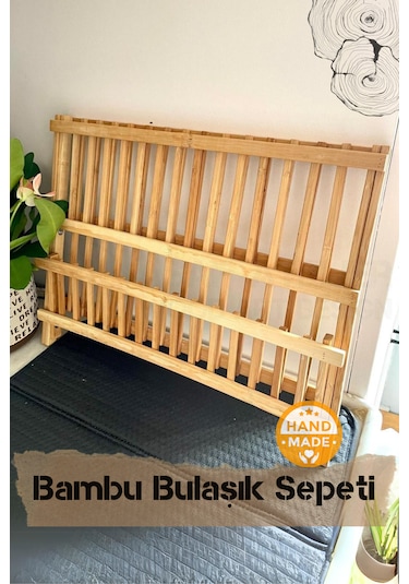 El Yapımı Bambu Katlanabilir Tabaklık & Bulaşıklık 43 X 34 Cm