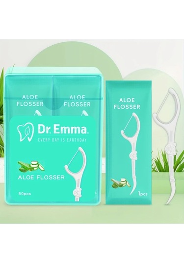 Willowhaven 50lı Dr. Emma Aloe Vera Diş İpi Çubukları Bireysel Paket Alkol Yok Polietilen Derin Temizlik