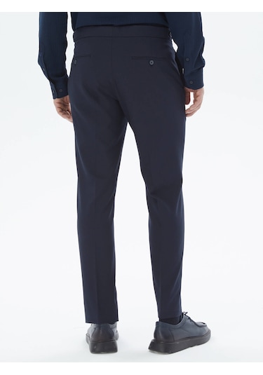 Kip Lacivert Dokuma Regular Fit Casual Pantolon Lacivert