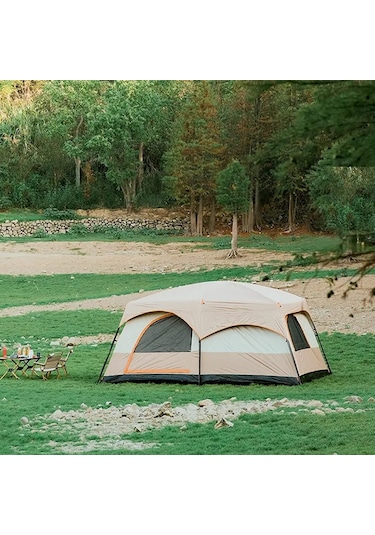 Efsane Kamp - Aile Boyu Büyük Kamp Çadırı 2 Oda 1 Salon - 12 Kişi Bej