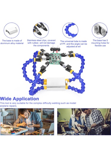 Yuntech01 Alüminyum Zırhli İki Kollu Fiksatör - Pcb Tamiri Ve Kaynak İşleri İçin Esnek Açı Ayarlı Tutucu