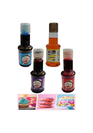 Renkli Gıda Boyası Sıvı 50 Ml 4 Adet Su Bazlı Likit Renkli Sıvı Gıda Boyası Pasta Hamur Boyası Kek Fonda Yüksek Konsantr