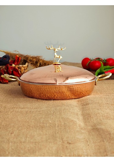 Modabakır Bakır Kapaklı Tava 24 Cm Model:556589e Bakır