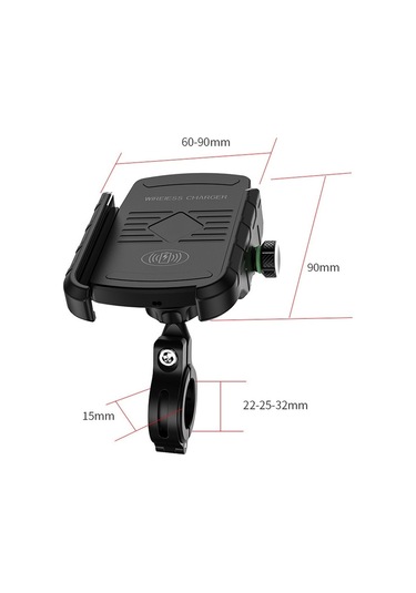 Sones M9 Motosiklet Kablosuz Şarj Cep Telefonu Braketi 15w Hızlı Şarj Cep Telefonu Navigasyon Braketi Siyah