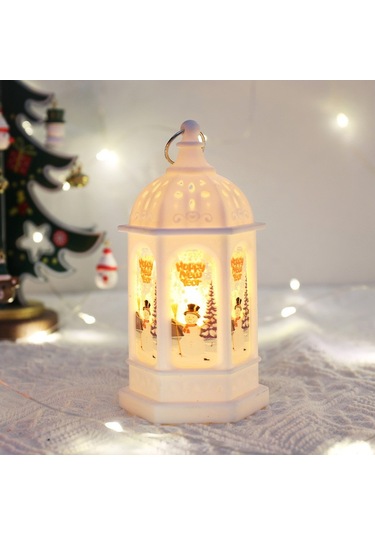 Soulader Taşınabilir Şarjlı Ahşap Görünümlü Antik Fener Gece Lambası Dekoratif Aydınlatma Beyaz