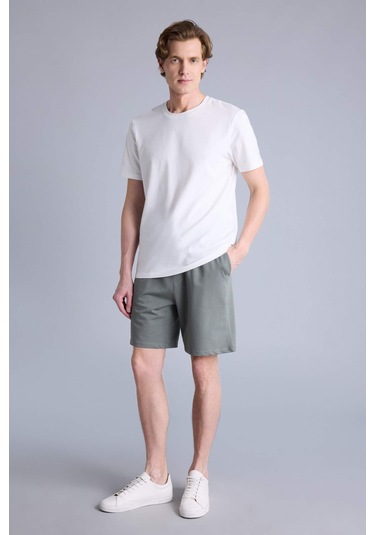 Defacto Regular Fıt Sweatshirt Kumaşı Şort W1105az26smkh422 Haki-kh422