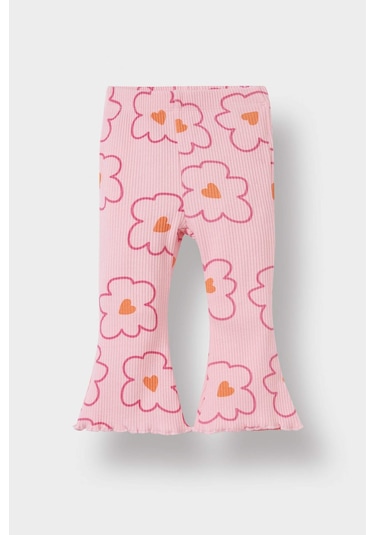 Defacto Kız Bebek 2li Takım Çiçekli Sweatshirt İspanyol Paça Tayt F0514a525aupn99 Pembe