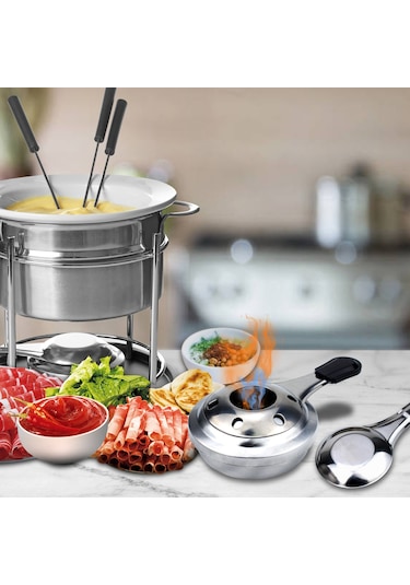 Tenfowee Pratik Ev Ve Dış Mekan Mini Alkol Ocağı, Çelik Yapı, Isı Regülatörü, Fondue Ve Hotpot Isıtıcı, 16cm, 2 Adet Set Gümüş