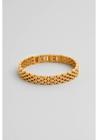 Sarı Kaplama Erkek Çelik Zincir Bileklik