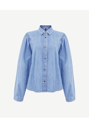 Yargıcı Balon Kollu Denim Gömlek 25kkgm6041x 515 Mavi