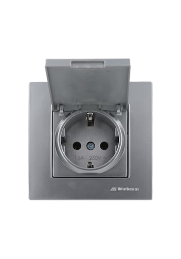 Mutlusan Rita Kapaklı Topraklı Priz İnox