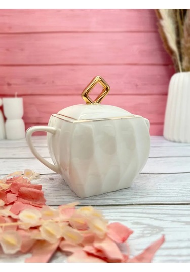 Homeksu Kapaklı Porselen Şekerlik 394915373 Beyaz