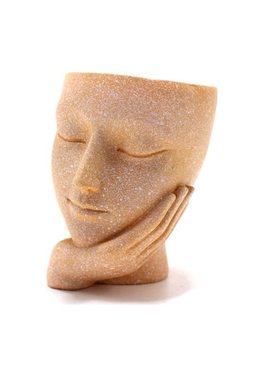 Konesam Yaratıcı Yüz Desenli Reçine Suksulent Bitki Saksısı - Masajüstü Dekoratif Bahçe Aksesuarı Ev Ofis Dekoru