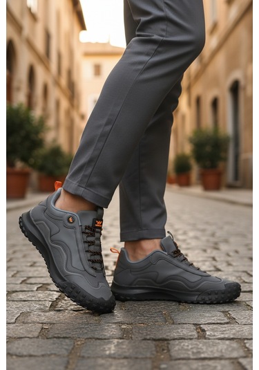 Füme Bağcıklı Kaymaz Taban Erkek Spor Ayakkabı Mosk 2049 M Füme