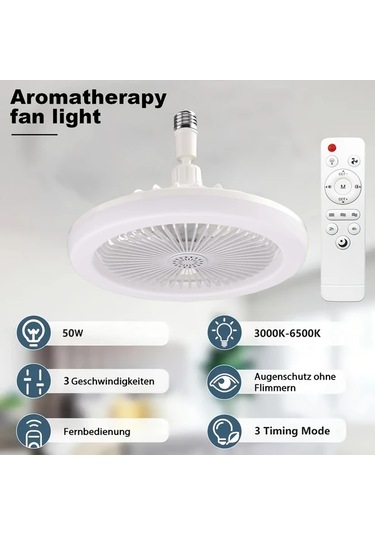 Xuweiwei Gri 360 Derece Ayarlanabilir 25 Cm Led Akilli Tavan Fan Lambasi Uzaktan Kumandali Renk Degisimi Parlaklik Ayari 3 Hiz Seviyesi E26 E27