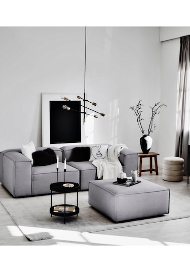 Mode Soft Köşe Koltuk Takımı 3 Modül 2 Köşe 1 Puf 19 Gri Keten